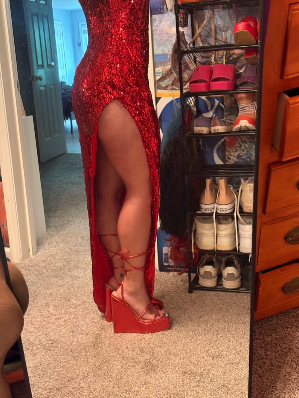 Fashion Nova Mabel Red Sequin Maxi Dress / Jessica Rabbit Cosplay Costume